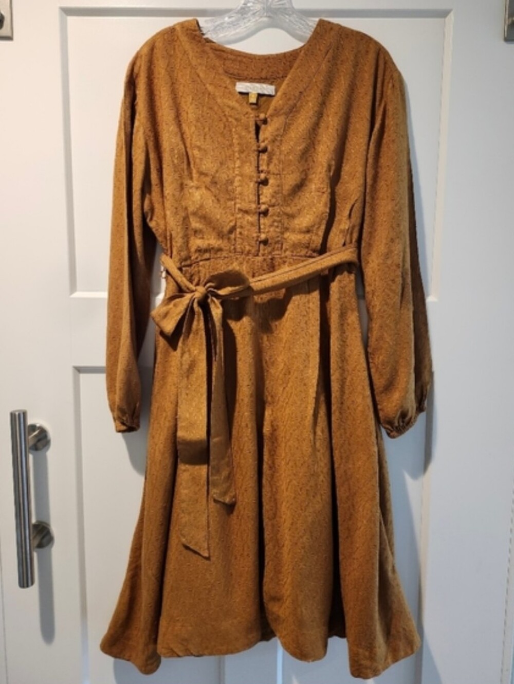 DownEast S Small Gold Knee-Length Dress - Picture 2 of 5